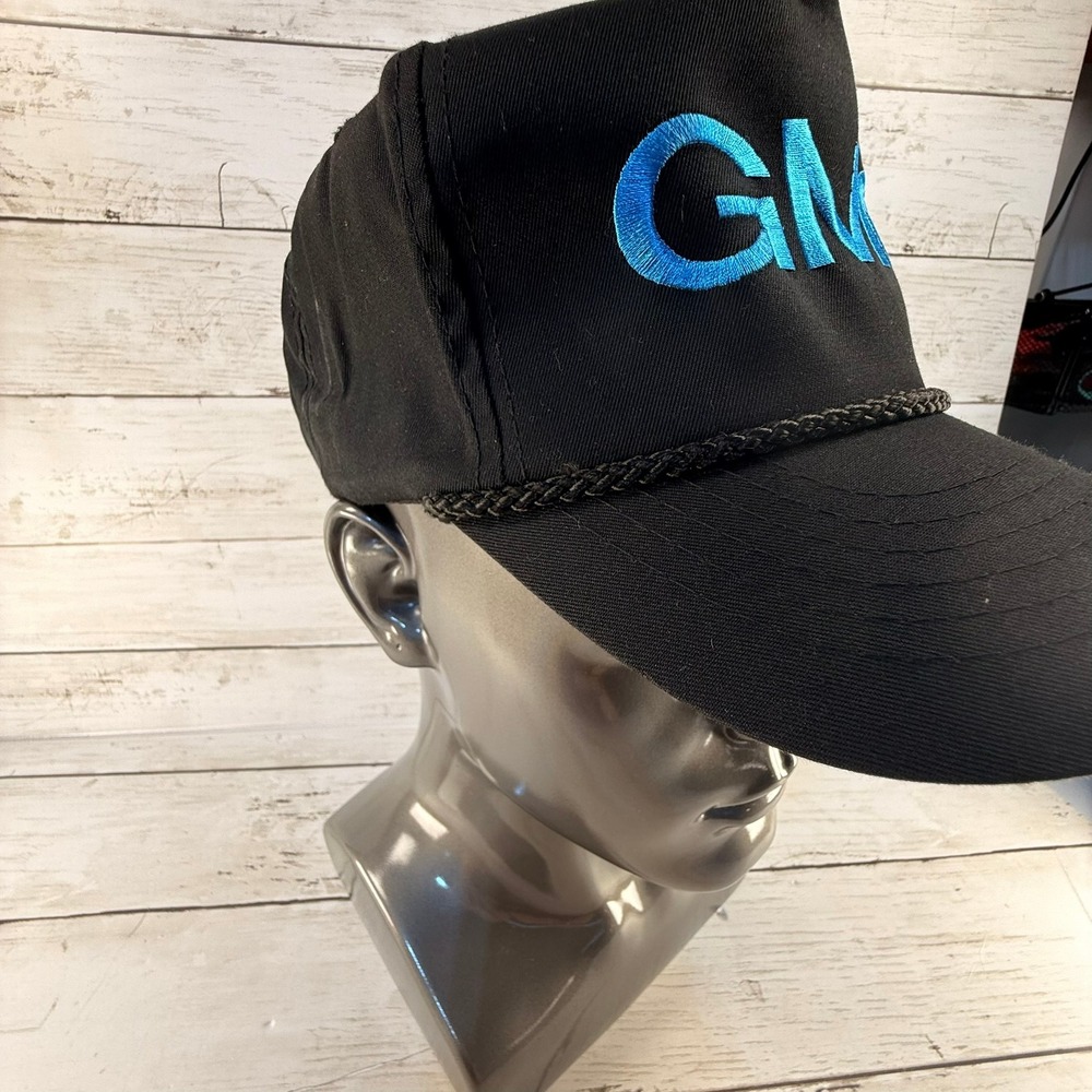 Vintage GMC Trucker Hat Black Blue Embroidered Logo Snapback YoungAn Cap Mens